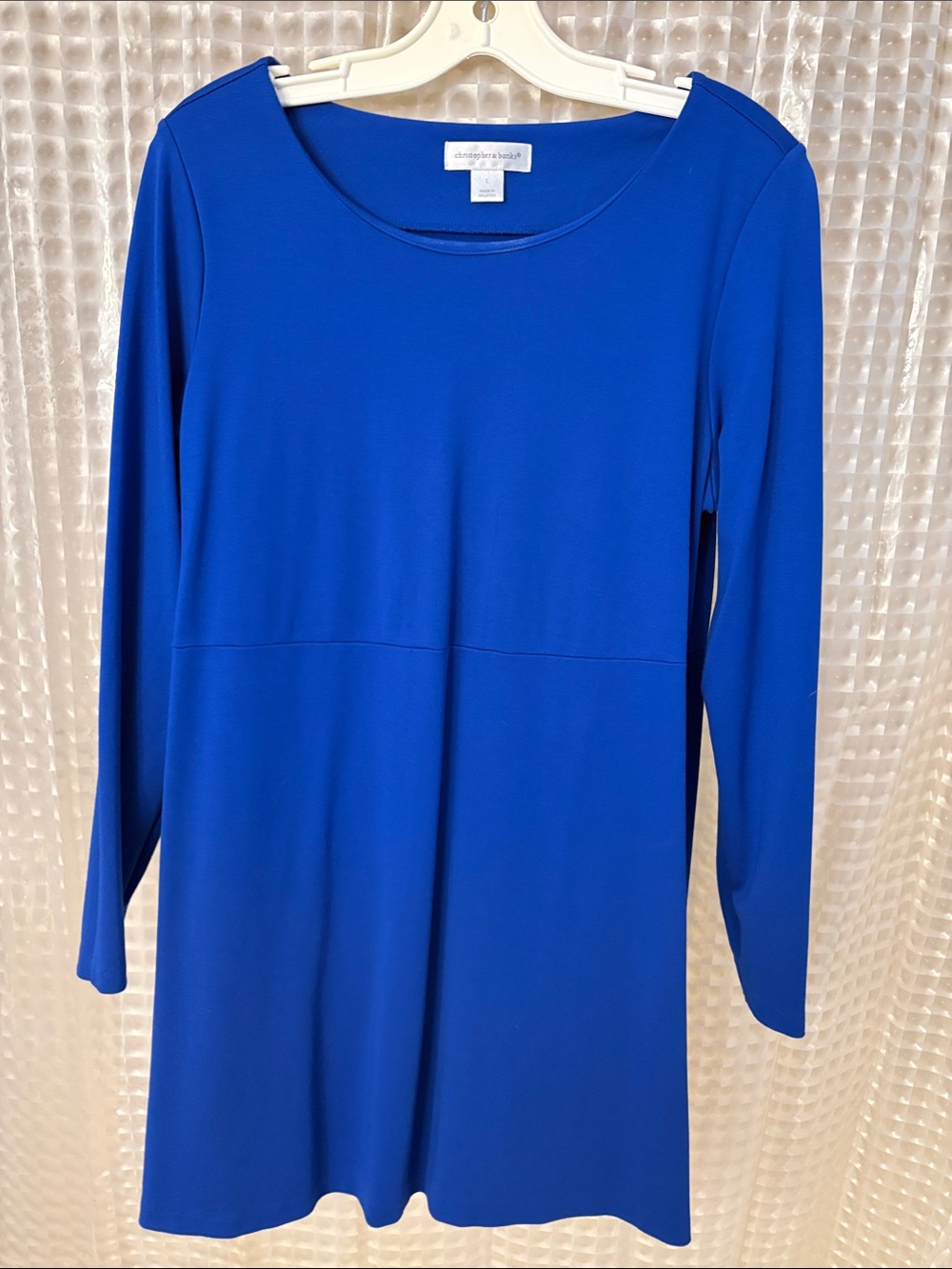 Christopher & Banks Cobalt Blue Long Sleeve Scoop Neck Shift Dress/tunic